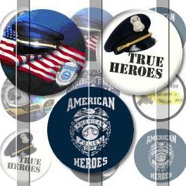 Police Heroes 1 Inch Circle Digital Bottle Cap..