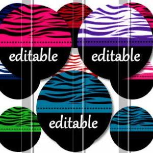 Zebra Print Colors Editable 1 Inch Circle Digital..
