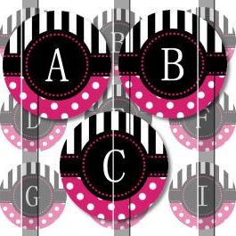 Pink Stripes And Polka Dots Alphabet 1 Initials..