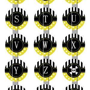 Yellow Stripes And Polka Dots Alphabet 1 Initials..