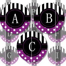 Purple Stripes And Polka Dots Alphabet 1 Initials..