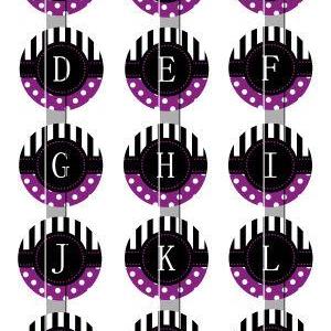 Purple Stripes And Polka Dots Alphabet 1 Initials..