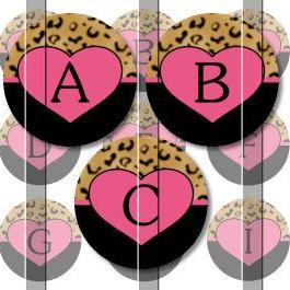 Leopard Print Heart Alphabet Initials Letters 1..