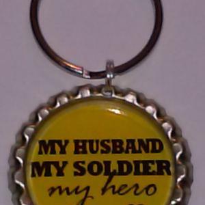 My Husband My Soldier My Hero Bottle Cap Key Chain..