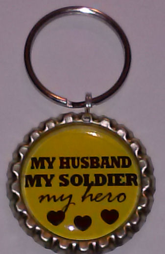 My Husband My Soldier My Hero Bottle Cap Key Chain Or Zipper Pull